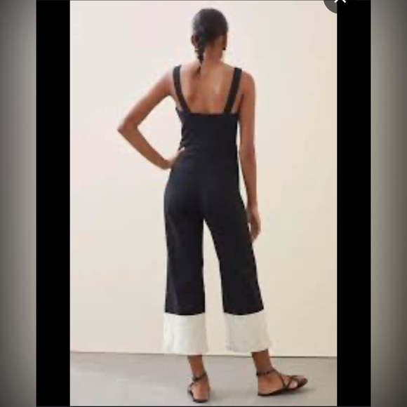 Anthropologie Maeve Black and Cream Wideleg Jumpsuit, Size 6 - Picture 2 of 10